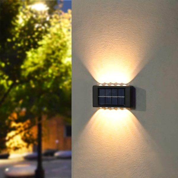 Hangulatos, kültéri fali lámpa szett napelemmel - 2 db 10 LED-es dekor szolár lámpa (BBV)