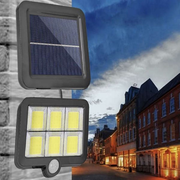 100 LED-es szürkület- és mozgásérzékelős, kültéri szolár lámpa (BBL)