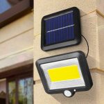 Vízálló 100 LED-es napelemes mozgásérzékelős udvari lámpa (BBL)