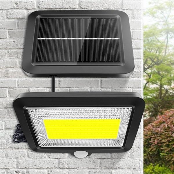 Vízálló 100 LED-es napelemes mozgásérzékelős udvari lámpa (BBL)