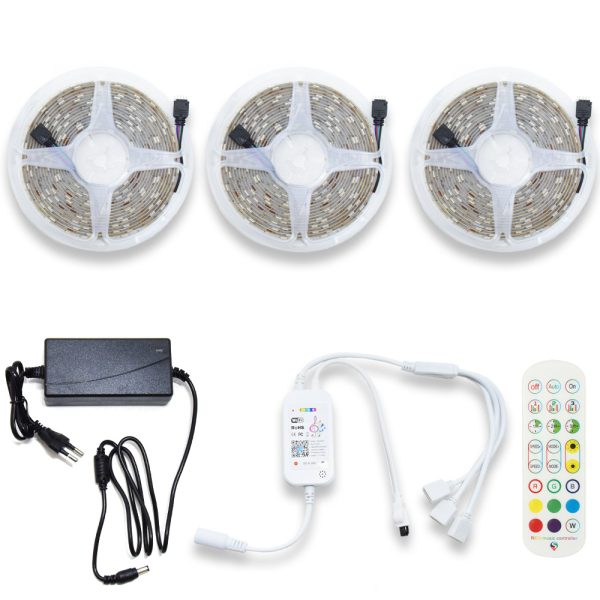 15 méteres Wifi-s RGB LED szalag szett - telefonnal illetve távirányítóval is vezérelhető (BBV)