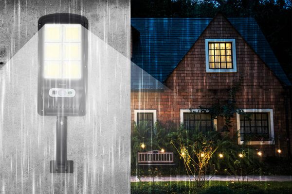 120 COB LED napelemes lámpa sötétedés érzékelővel és távirányítóval (BBV)