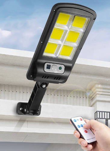 120 COB LED napelemes lámpa sötétedés érzékelővel és távirányítóval (BBV)