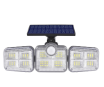 122 SMD LED-es 3 Fejes napelemes kültéri fali lámpa mozgásérzékelővel (BBJH)