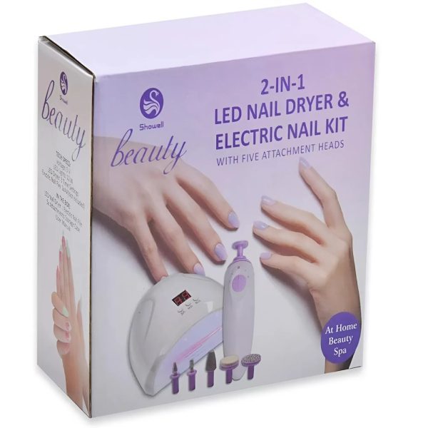 2 az 1-ben LED körömszárító és elektromos körömápoló készlet – professzionális manikűr és pedikűr készítéshez (BBV)