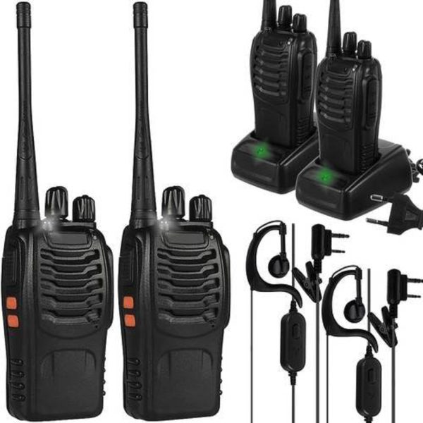 2 darabos Walkie Talkie szett zseblámpával, fülhallgatóval, 3-5 km-es hatótávolság (BBV)