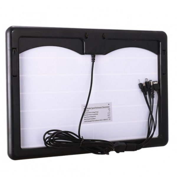 12W-os 5 töltőfejes szolár panel - 26x37 cm napelemes töltő panel (BBV)