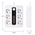 3000W elosztó 5 USB porttal és 1 C csatlakozóval – 10A, fehér színben, hő- és tűzálló kivitelezéssel (BBV)