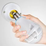 1+1 360°-os villanykörtébe rejtett, éjjellátó, mozgásérzékelő, Wifi-s panoráma kamera (BBV)