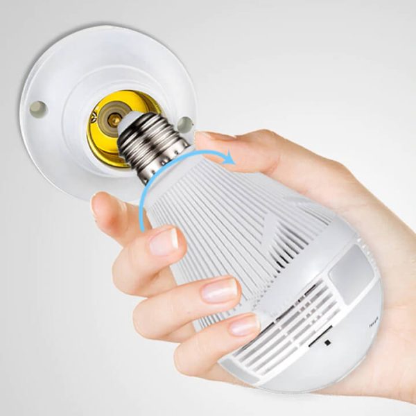 1+1 360°-os villanykörtébe rejtett, éjjellátó, mozgásérzékelő, Wifi-s panoráma kamera (BBV)