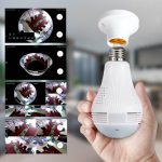 1+1 360°-os villanykörtébe rejtett, éjjellátó, mozgásérzékelő, Wifi-s panoráma kamera (BBV)