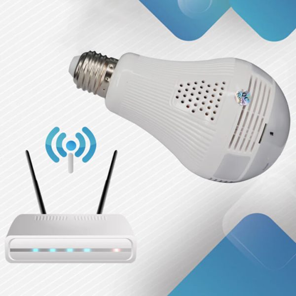 1+1 360°-os villanykörtébe rejtett, éjjellátó, mozgásérzékelő, Wifi-s panoráma kamera (BBV)