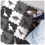 9 db-os, dínós habszivacs puzzle, játszószőnyeg és építőkocka – habtapi (BBJ)