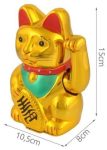 Arany színű, szerencsehozó, kínai integető macska - gazdagság hozó mancsmozgató ikonikus figura- 24 cm (BBL)(BBJ)