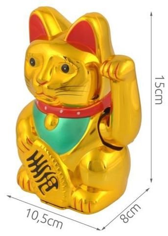Arany színű, szerencsehozó, kínai integető macska - gazdagság hozó mancsmozgató ikonikus figura- 24 cm (BBL)(BBJ)