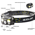 COB LED 2×40 lumenes mozgásérzékelővel és vörös fényjelzéssel ellátott fejlámpa (BBV)