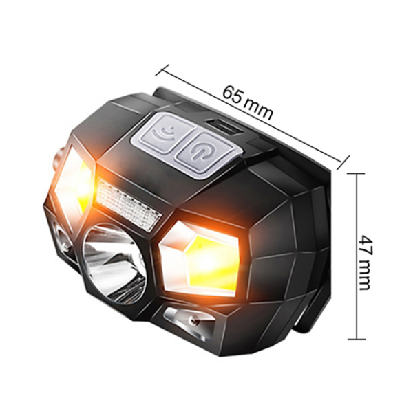 COB LED 2×40 lumenes mozgásérzékelővel és vörös fényjelzéssel ellátott fejlámpa (BBV)