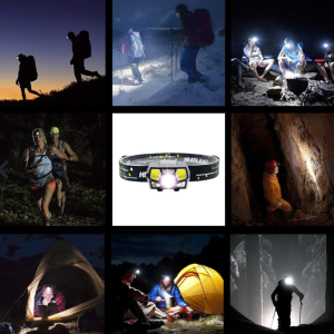 COB LED 2×40 lumenes mozgásérzékelővel és vörös fényjelzéssel ellátott fejlámpa 17