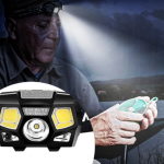 COB LED 2×40 lumenes mozgásérzékelővel és vörös fényjelzéssel ellátott fejlámpa (BBV)