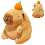 Capybara plüss kulcstartó sárgarépával– 12 cm-es aranyos állatfigura táskadísz és kulcstartó egyben (BBJ)