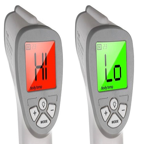 Digitális, érintés mentes infravörös hő-, és lázmérő - LCD kijelzővel, háttérvilágítással (BBV)