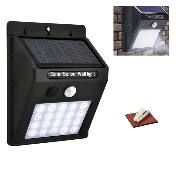 E.B. napelemes mozgásérzékelős szolár lámpa - 20 LED (BBL)