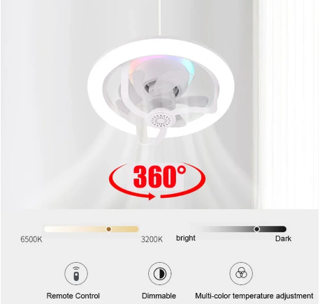 E27 LED mennyezeti ventilátor izzólámpa, távirányítóval szabályozható - RGB (THM)