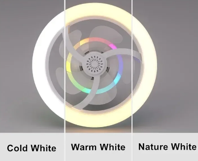 E27 LED mennyezeti ventilátor izzólámpa, távirányítóval szabályozható - RGB (THM)