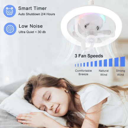 E27 LED mennyezeti ventilátor izzólámpa, távirányítóval szabályozható - RGB (THM)