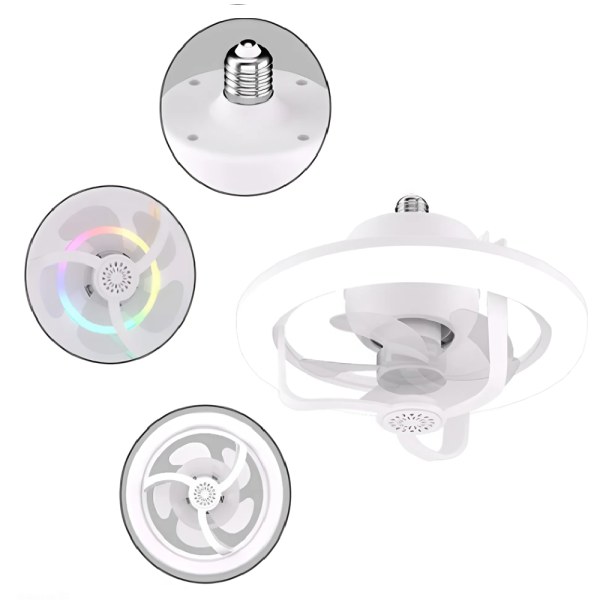 E27 LED mennyezeti ventilátor izzólámpa, távirányítóval szabályozható - RGB (THM)
