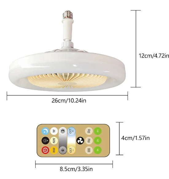 E27 LED mennyezeti hűtőventilátor lámpa - 3 sebességes, távirányítóval szabályozható (THM)