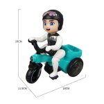 Egykerekező biciklis fiú - pörgő, forgó, zenélő, 3D világító kerékpáros figura (BBJ)