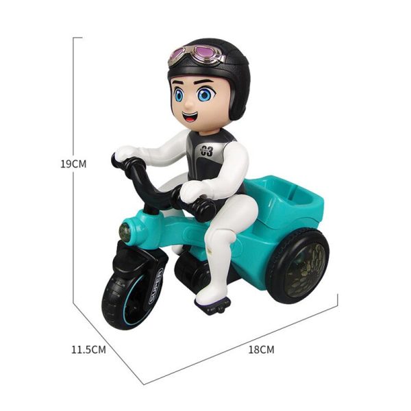 Egykerekező biciklis fiú - pörgő, forgó, zenélő, 3D világító kerékpáros figura (BBJ)