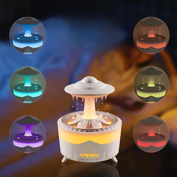 Esőcsepp mushroom design aromaterápiás diffúzor – 350 ml-es ultrahangos illóolaj párásító távirányítóval (BBJH)(BBD)