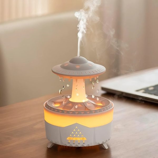 Esőcsepp mushroom design aromaterápiás diffúzor – 350 ml-es ultrahangos illóolaj párásító távirányítóval (BBJH)(BBD)