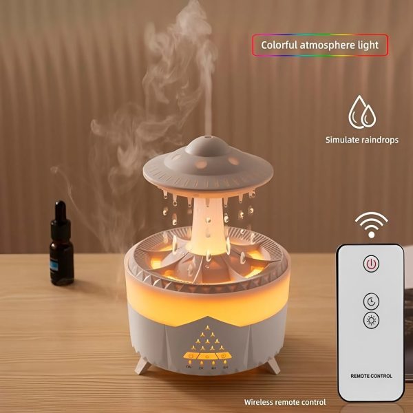 Esőcsepp mushroom design aromaterápiás diffúzor – 350 ml-es ultrahangos illóolaj párásító távirányítóval (BBJH)(BBD)