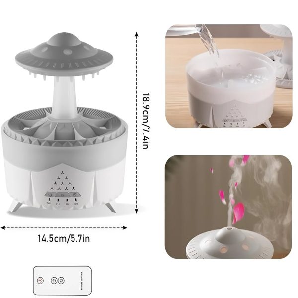 Esőcsepp mushroom design aromaterápiás diffúzor – 350 ml-es ultrahangos illóolaj párásító távirányítóval (BBJH)(BBD)