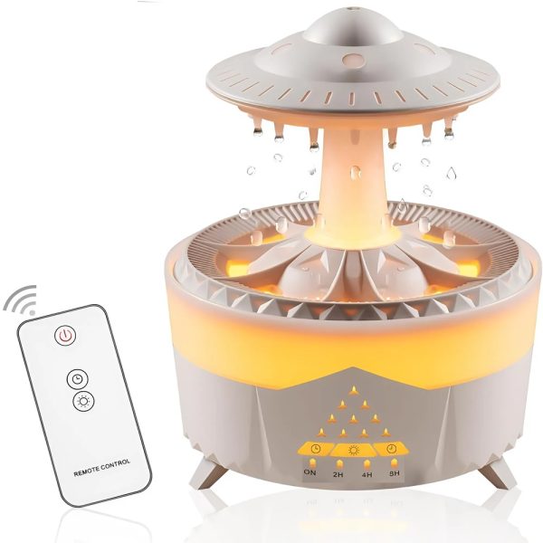 Esőcsepp mushroom design aromaterápiás diffúzor – 350 ml-es ultrahangos illóolaj párásító távirányítóval (BBJH)(BBD)