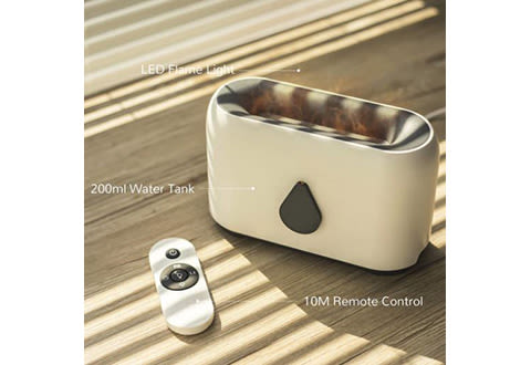 Flame aroma diffúzor valósághű láng effekttel és csepp alakú bekapcsoló gombbal - 240 ml , USB (BBV)