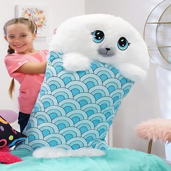 Fluffaluff fóka pets ultra puha szunyókáló plüss párna – tökéletes ölelhető alvópárna gyermekeknek (BBM)