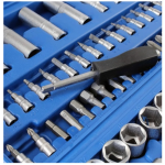 GS OPTIMUS 108 RÉSZES RACSNIS DUGÓKULCS KÉSZLET KRÓM-VANÁDIUM TARTOZÉKOKKAL, DOBOZBAN (BBD)