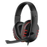 Gamer fejhallgató mikrofonnal - kényelmes, műbőr borítású, összehajtható - fekete, piros (BBV) (BBD)