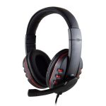 Gamer fejhallgató mikrofonnal - kényelmes, műbőr borítású, összehajtható - fekete, piros (BBV) (BBD)