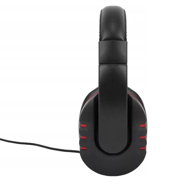 Gamer fejhallgató mikrofonnal - kényelmes, műbőr borítású, összehajtható - fekete, piros (BBV) (BBD)