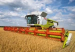 Nagy méretű élethű játék kombájn, aratógép - zöld színben - 25 cm (BBMJ)