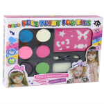 Gyerek kreatív arcfestő készlet – 6 élénk szín + sablonok a tökéletes játékhoz - választható fiús vagy lányos mintával J-4012 (BBJ)