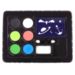 Gyerek kreatív arcfestő készlet – 6 élénk szín + sablonok a tökéletes játékhoz - választható fiús vagy lányos mintával J-4012 (BBJ)