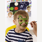 Gyerek kreatív arcfestő készlet – 6 élénk szín + sablonok a tökéletes játékhoz - választható fiús vagy lányos mintával J-4012 (BBJ)