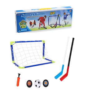 Gyerek floorball készlet focikapuval – 2 ütővel, mini labdával és kiegészítőkkel beltéri és kültéri játékhoz AZL898 (BBJ)