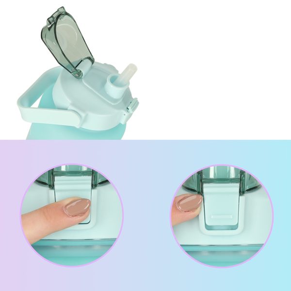 Háromrészes motivációs kulacs szett, kék-sárga-rózsaszín színkombinációban, 2L, 900 ml és 300 ml méretű palackokkal